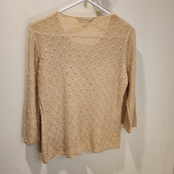 Petite Sophisticate Beige Knit V-Neck Sweater Size M - Picture 8 of 11